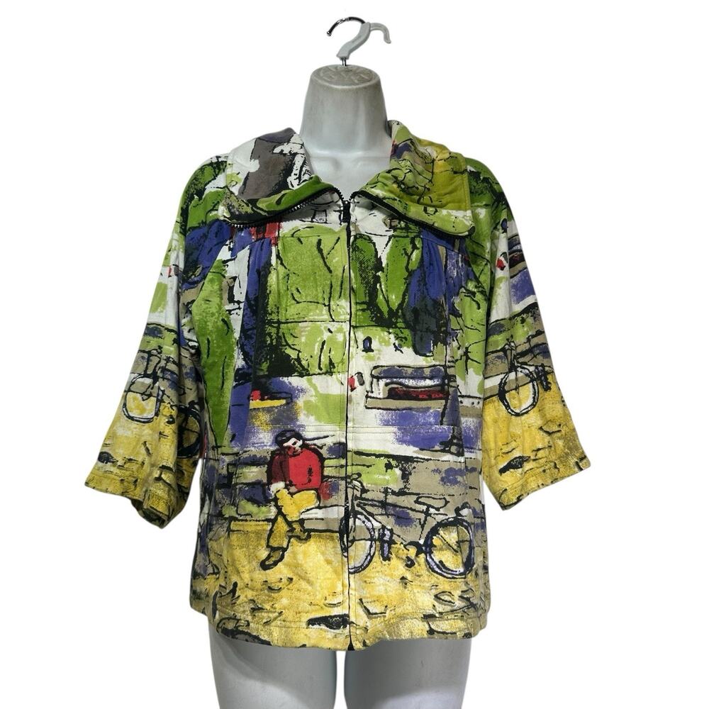 Michael Leu Impressionist Bicycle Bike Cycling Cityscape Jacket Size S